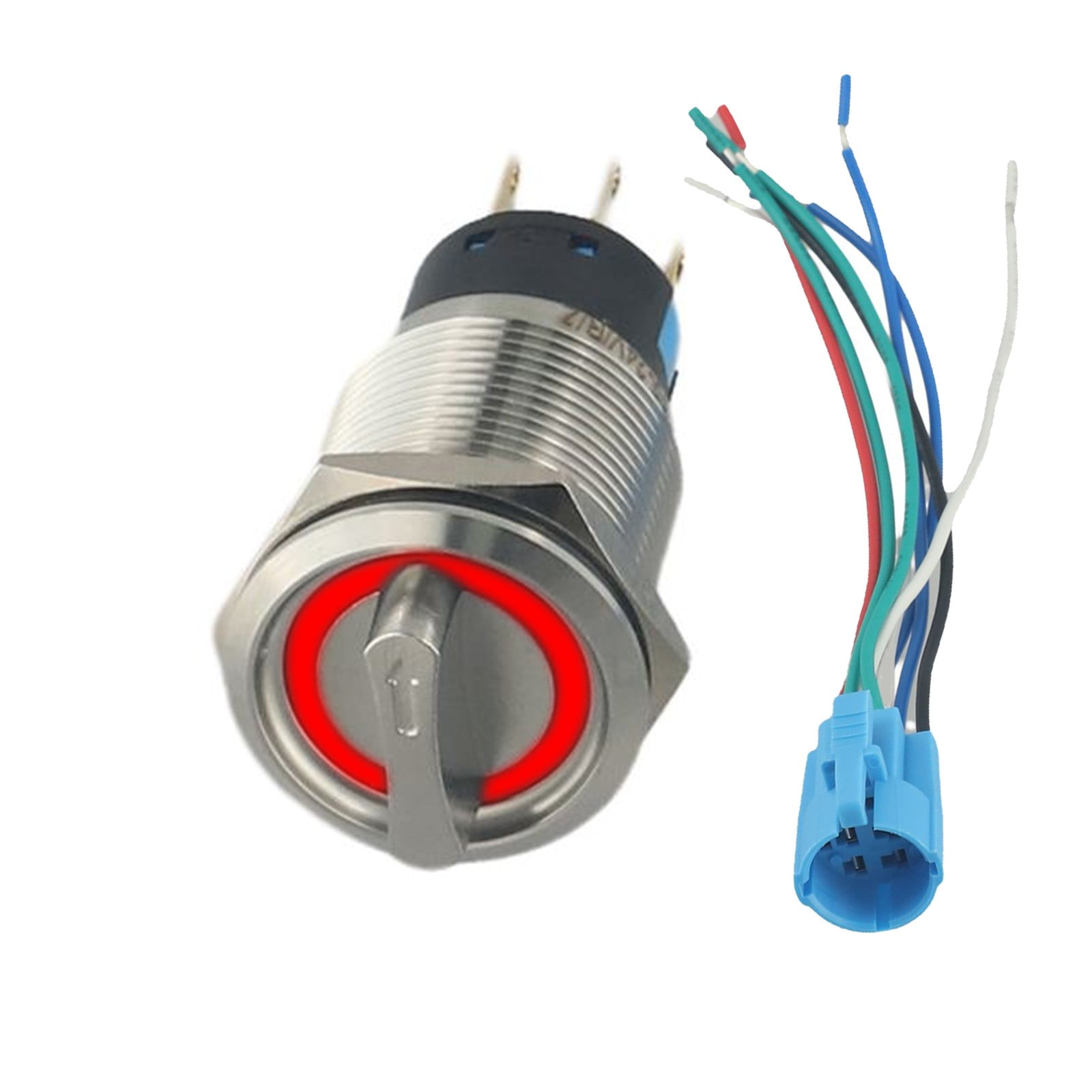 Interrupteur Rotatif 19mm 3 Positions 2NO2NC - Pour Machines CNC, 12-24V, LED, IP66 - 6