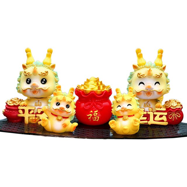 Figuritas de dragón de año Nuevo Chino, adornos para decoración de coche, recuerdos de la , artesanías, , estatuas de dragón chino