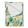thumbnail image 2 of Watercolor Soft Flannel Fleece Throw Blanket, Exotic Fruits Pattern Pineapples Bananas Oranges Tropical Leaves, Cozy Plush for Indoor and Outdoor Use, 60" x 80", Green Yellow Pale Brown, by Ambesonne, 2 of 5