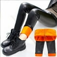 thumbnail image 6 of Beautyzll Kids Toddler Winter Fall Leather Leggings Pants for Girls 1-15T Solid Color Thick Fleece Pants Baby Lined Faux Leather Trouser, 6 of 8