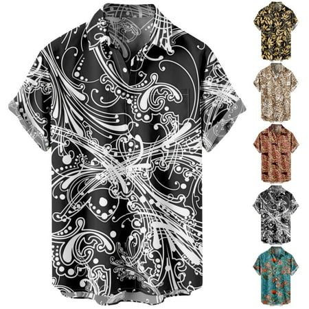 

Family Matching Button Up Polo Shirts Tropical Polyester Tops Sizes Kids-Adult Unisex