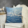 thumbnail image 2 of Blue Nautical Throw Pillow Cushion Case Clouds Seagulls Sailboat Ocean Sea Waves Adventure Serenity Pattern, Modern Accent Double-Sided Digital Printing,  Azure Blue Pale Blue, 2 of 5