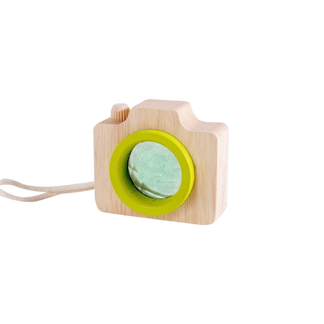 B Childrens Wooden Camera Toy With Kaleidoscope Lenses For Spatial Perception Development Portable Rope Pendant Pretend Play Sensory Activity Educational Gift
