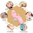 thumbnail image 5 of Thanaddo Tattoo Chair Massage Salon with Two Trays， Esthetician Bed with Hydraulic Stool,Multi-Purpose 3-Section Facial Bed Table, Adjustable Beauty Barber Spa Beauty Equipment Pink, 5 of 7