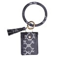thumbnail image 1 of Key Ring Large Circle Fake Leather Fashion Round Wristlet Keychain for Women, 1 of 10