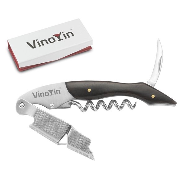 Set de regalo de sacacorchos Vinoyin todo en uno acero inoxidable con mango de madera de ébano