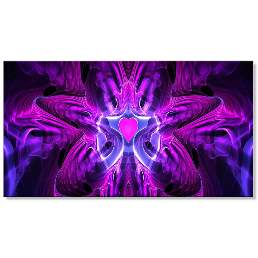 DESIGN ART Abstract "Heart at the Center" 4-piece Purple Canvas Art Set 32 in. wide x 16 in. high - 1 Panel