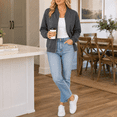 thumbnail image 6 of LLYWEY Womens Zip-up Fleece Sweatshirt, Front Full Zipper Jackets No Hood, Fall Casual Loose Long Sleeve Sweatshirt with Side Pockets Dark Gray XL, 6 of 10