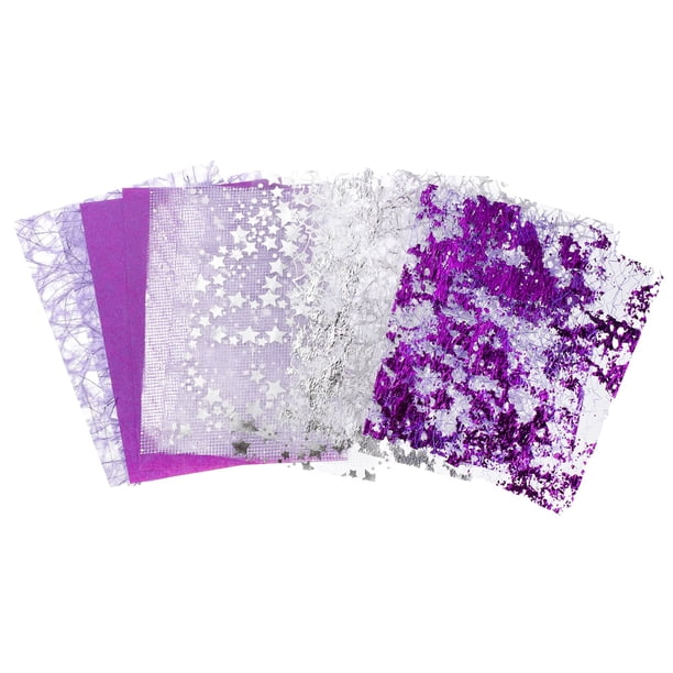 Uxcell 15 Hojas de Papel Texturizado para Scrapbook, Papel de Scrapbooking Púrpura con Tela de Malla de Oro, para Suministros de Diario de Scrapbook, Tarjeta, Proyecto de DIY, 3.9x5.5 Pulgadas