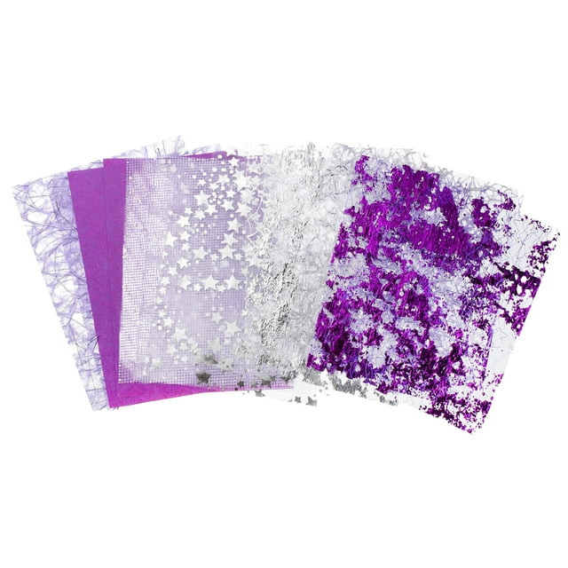 Uxcell 15 Hojas de Papel Texturizado para Scrapbook, Papel de Scrapbooking Púrpura con Tela de Malla de Oro, para Suministros de Diario de Scrapbook, Tarjeta, Proyecto de DIY, 3.9x5.5 Pulgadas