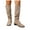 Khaki, variant on Women's Black Suede Slouchy Fall Boots Casual Flat Knee High Booties Square Toe Wide Calf Slip On Dress Shoes