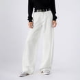 thumbnail image 2 of Ticikt Women Baggy Jeans Mid-Low Waist Boyfriend Streetwear Vintage Jeans Wide Leg Denim Pants,Color:White,Size:3XL, 2 of 5