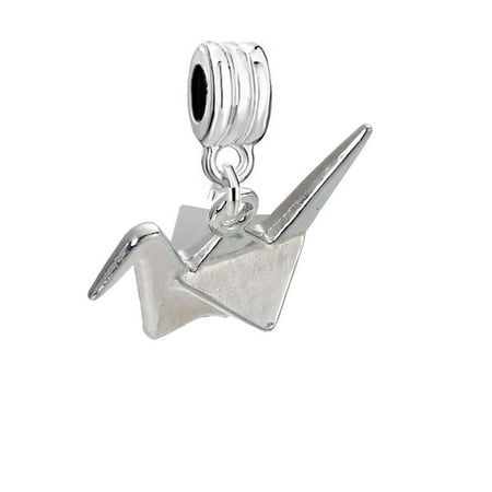 Holiday Charms For Origami Owl SEXY SPARKLES 3D Origami Bird Paper Crane Flapping Bird Dangling Charm Spacer Bead compatible with European Charm Bracelets ()