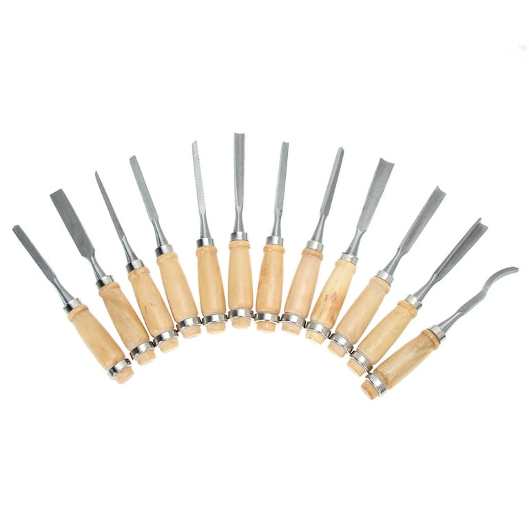 12Pcs Wood Carving Hand Chisel Tool Set in Storage Pouch, Professional  Woodworking/Carpentry Gouges Wood Carving Chisels with Wood Handles