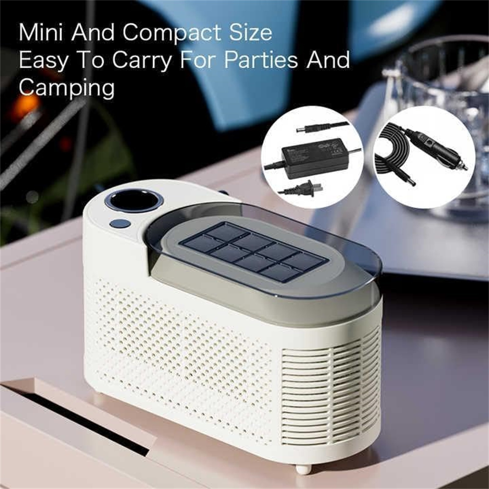 Portable Ice Maker Machine Countertop, 8 Cubes in 10 Mins, Mini Ice Maker for Home/Camping/Car with DC 12V Adapter