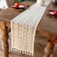 thumbnail image 2 of Table Runner Nordic Crocheted Lace Cotton Bohemian Style Table Runners With Tassels Dining Wedding Home Table Decoration, 2 of 10