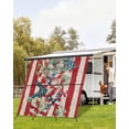thumbnail image 4 of 4th of July RV Awning Sun Shade Screen 9'X7' Patriotic Starfish Anchor Mesh Sunscreen Red Stripes Leaves Awning Shade Screen with Zipper UV Blocker Completed Kits for RV Motorhome Camper, 4 of 7