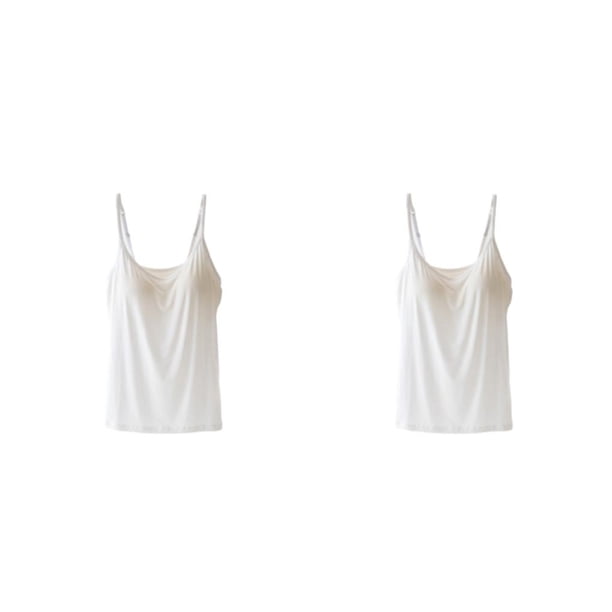 Minnieouse Camisola de yoga Mujer Top Fitness Chaleco Mano de obra interior Multiusos Piel Cerrar Traje de verano Sujetador Cami-top Blanco Blanco SG 2piezas