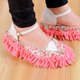thumbnail image 5 of pieza patrón de flores desmontable lavable piso limpieza zapatilla fregona zapatos cubierta rosa, 5 of 8