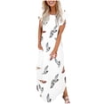 thumbnail image 2 of Été jusqu'à 65 % de Rabais Iumwxz Robes à Manches Courtes Col Rond pour Femmes Tunique Décontractée Robes Maxi Amples Robe à Imprimé Floral Robes d'Été Robes Élégantes pour Mariage Fête, 2 of 6