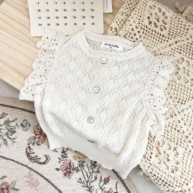 Cutemily-Camiseta de algodón calada de punto para niña, Top de manga corta con cuello redondo y cuello abatible, Top transpirable con bloques de Color
