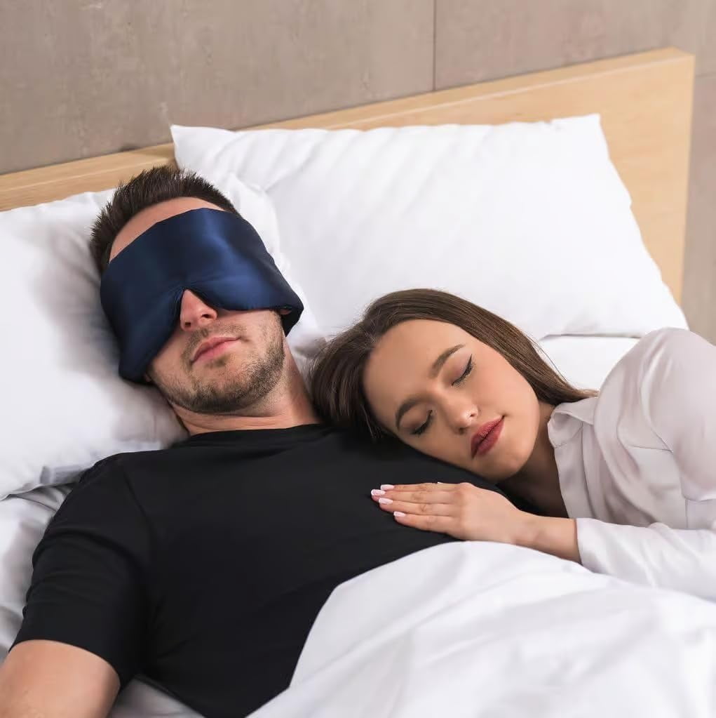 Deep Sleep Mask, Eye Masks, Mulberry Silky Sleep Mask, Silk Sleeping Mask, Mulberry Silk (Navy Blue, Pack of 1)