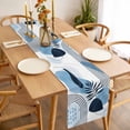 thumbnail image 3 of Table Runner 60 Inches Long for Kitchen Dining, Blue Bohogeometric Dresser Scarf Farmhouse, Dining Table Decorations for Wedding/Parties, Bohemia Ethnic Abstract Lines Leaf 13 x 60 In, 3 of 8