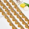 thumbnail image 2 of 9.3Yd 1.3 Inch Yellow Beaded Paillette Sewing Lace Trim Gold Fringe Tassel Trim Metallic Fabric Ribbon Wavy Glitter Mesh, 2 of 9