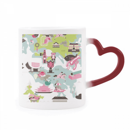 

Hong Kong Map Famous China Heat Sensitive Mug Red Color Changing Stoneware Cup