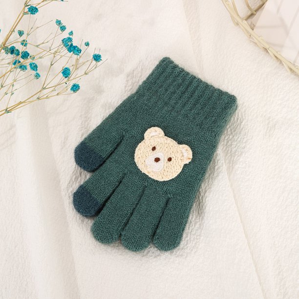 Guantes para niños, cálidos, de invierno, con forro polar, gruesos, de cinco dedos, multidedos, para niñas, de dedos completos, resistentes al frío
