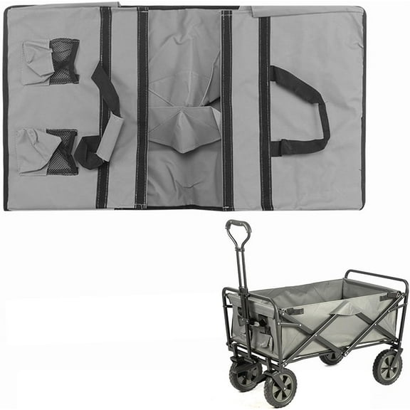 Large Wagon Liner, Replacement Waterproof Camping Cart Cloth Pocket, Folding Wagon Inner Bag for Trolley Cart (Grey)