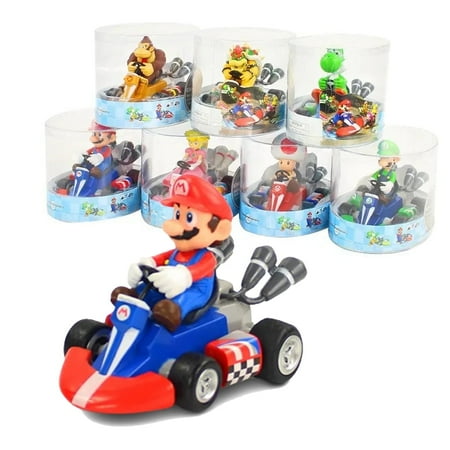 Mario Racing Kart Toy Luigi Racing Kart Mario Cake Toppers Princess, Turtle, Mushroom, Orangutan, Pull Back Car (Mario)