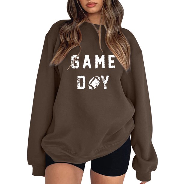 Gibobby Sudaderas para Mujer Sudadera de manga larga para mujer dobladillo largo bloque de color(Marrón,G)