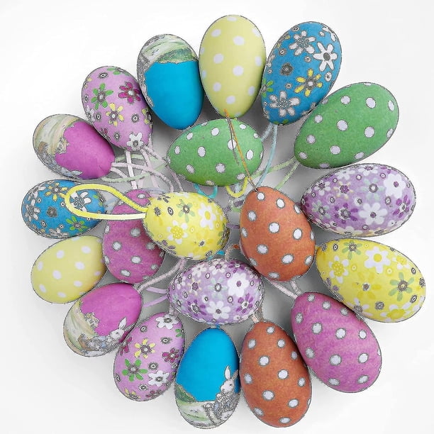 Paquete de 20 huevos de Pascua, huevos de plástico decorativos, Pascua