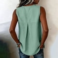 thumbnail image 7 of Sevevn Women's Summer Sleeveless Button Down Tank Top Casual Round Neck Drawstring Waist Flowy Tunic Blouse Green XL, 7 of 7