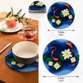 thumbnail image 3 of SKYSONIC 2 pcs Abstract Floral Lotus Water Pot Holders Trivets, Heat Resistant Trivets,Lily Flowers Koi Fish Cotton Thread Weave Mats for Hot Pads Pans Pot Bowl Teapot, 3 of 7