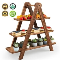 3 Tier Serving Tray, Cupcake Stand, Wooden Rectangle Serving Platter for Party, Wedding, Picnic,Your Perfect Elevated Charcuterie Stand and for Dessert Lovers