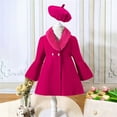 thumbnail image 2 of Mercatoo Toddler Baby Girls Wool Blend Solid Color Coat Flare Long Sleeve Lapel Trench with Hats Winter Warm Clothes New Stuff, 2 of 7