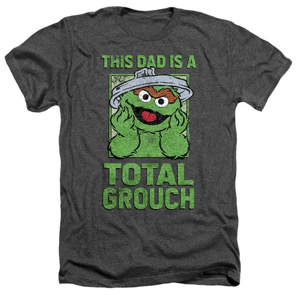 Sesame Street Father's Day Total Grouch Dad Unisex Adult Heather T Shirt, Charcoal Heather, X-Large