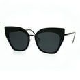 thumbnail image 2 of Womens Double Rim Squared Oversize Cat Eye Retro Sunglasses All Black, 2 of 4