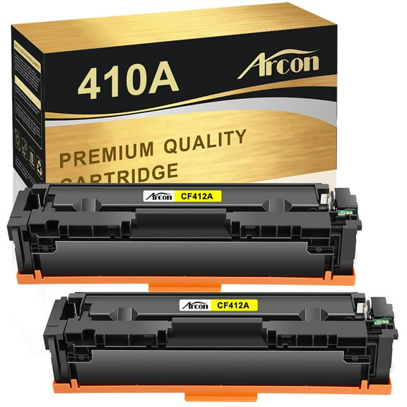Arcon Compatible Toner for HP 410A CF412A Color LaserJet Pro MFP M452nw M477fnw M477fdw M477fdn M452dn M452dw M377dw Printers (Yellow,2-Pack)