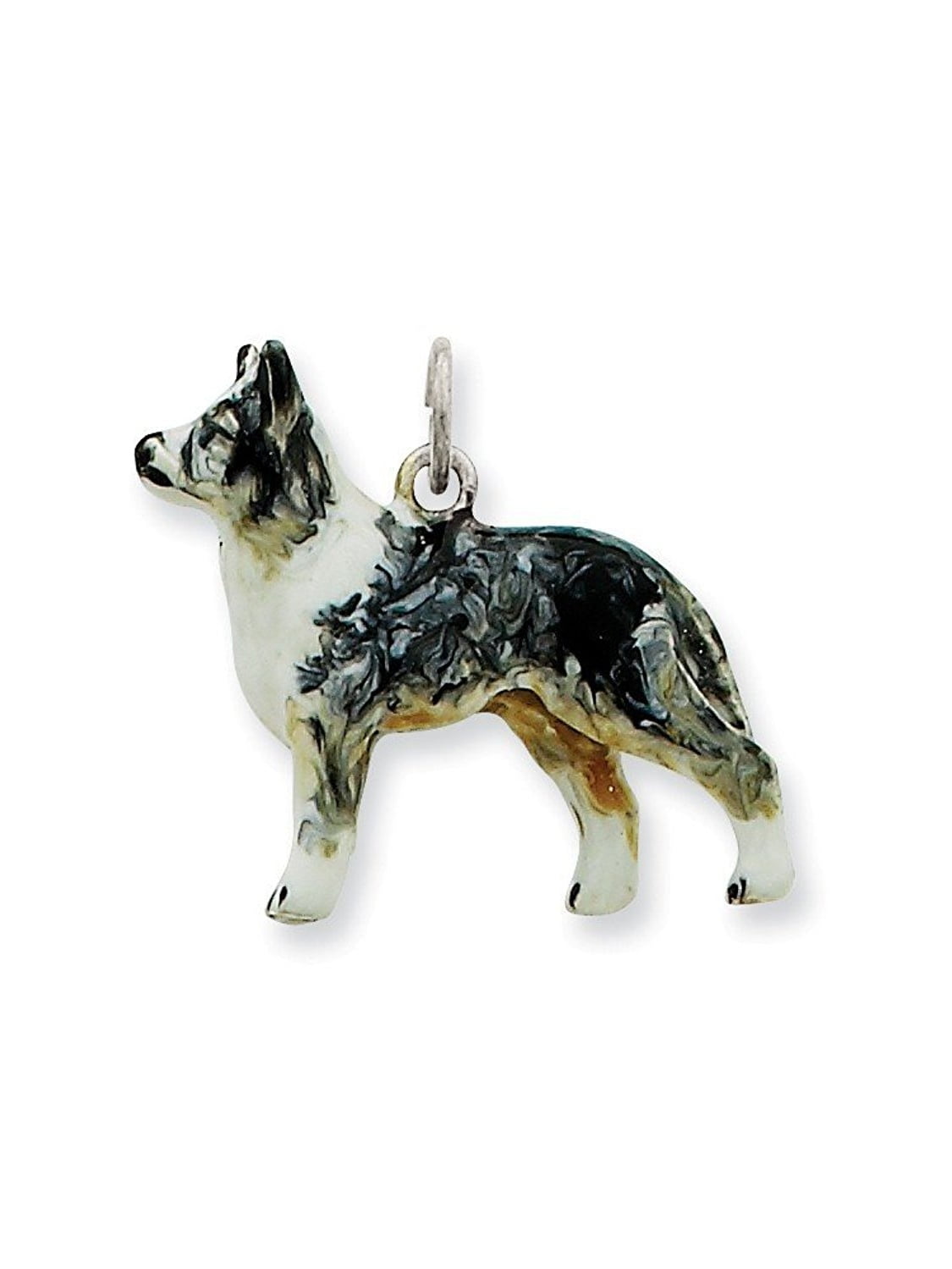 Sterling Silver Enameled Husky Dog Charm