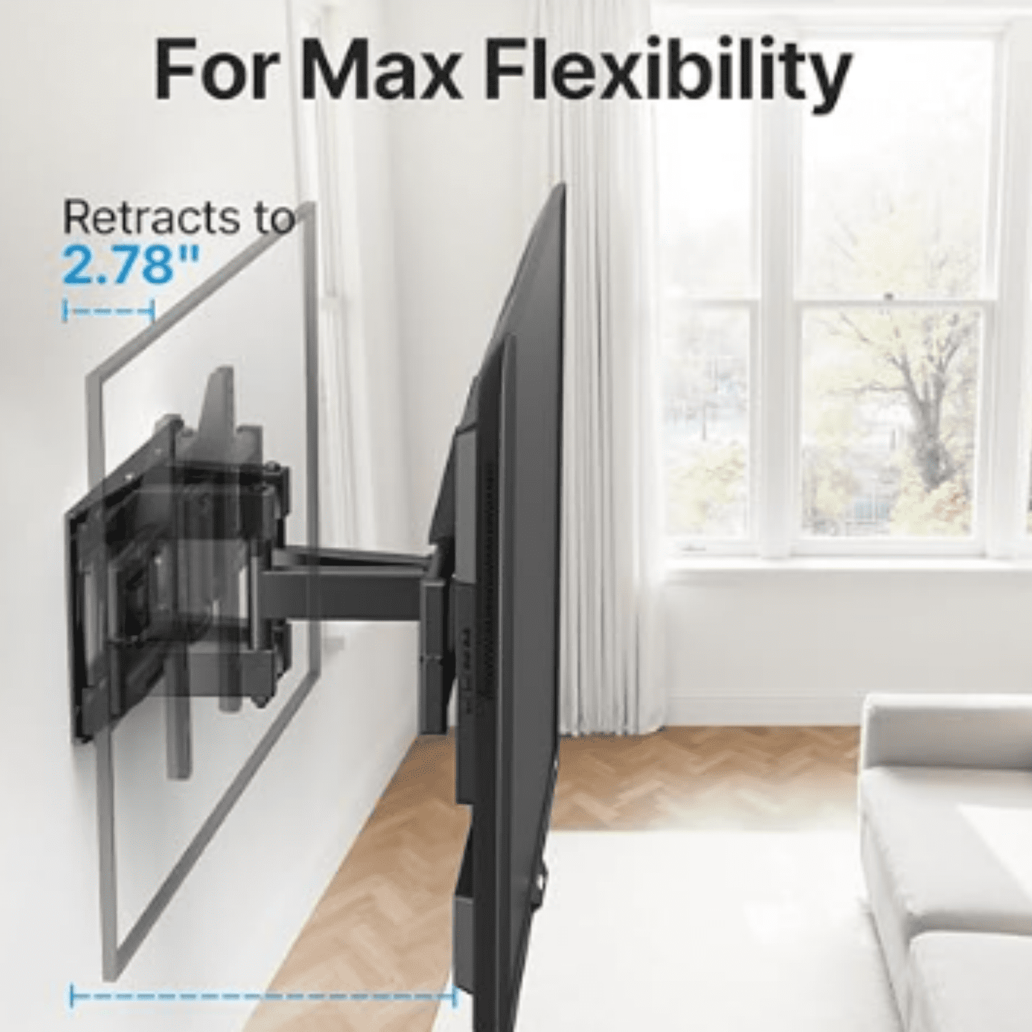 Full Motion TV Wall Mount for 37-85 Inch TVs Mounts Up to 132lbs, Fit 16" Wood Stud, Max VESA 600x400mm, Swivel and Tilt Articulating Wall Mount TV Bracket,Fit Most 55+ 65 70 75 inch TVs