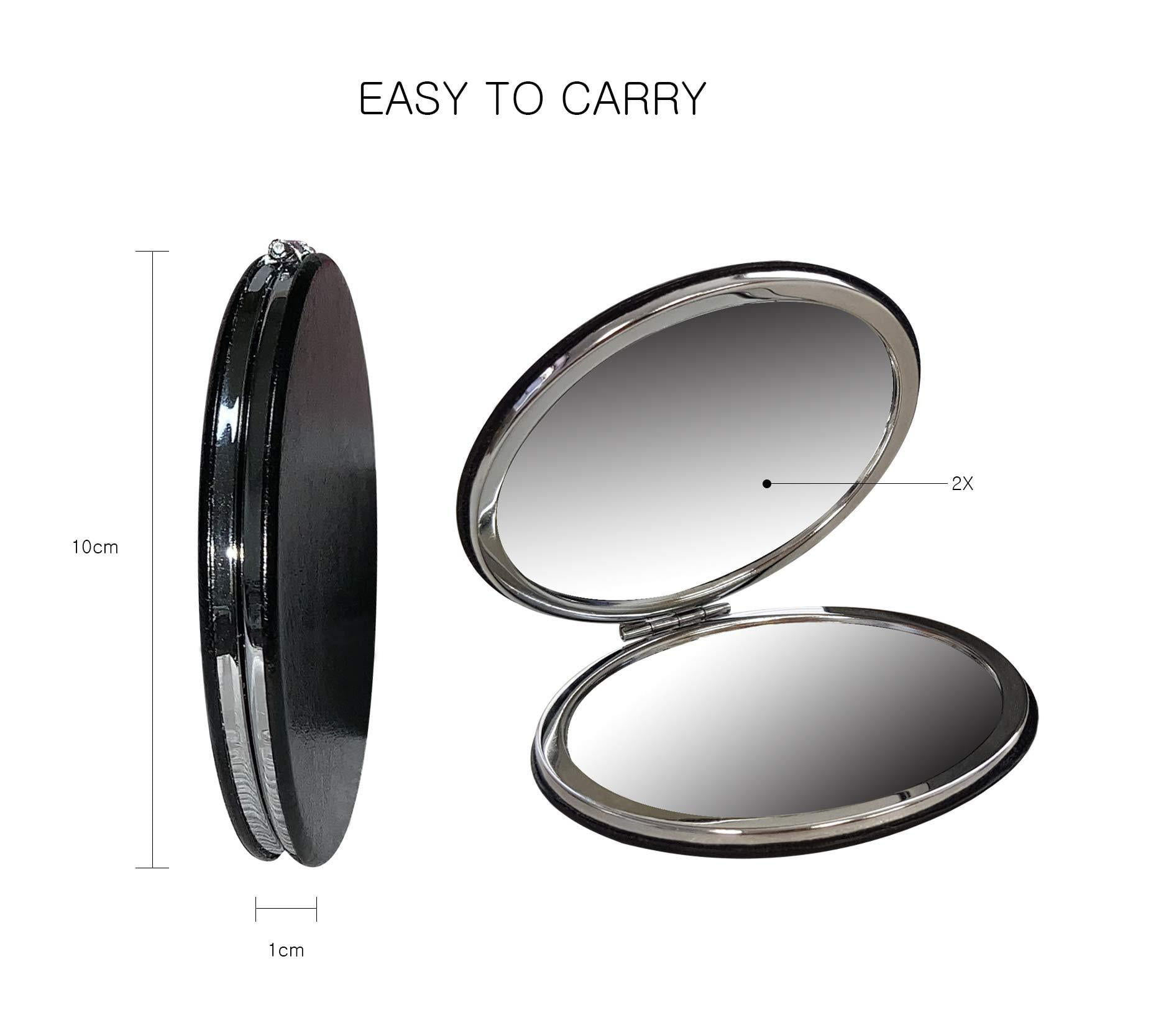 Compact Travel Makeup Magnifying Mirror Bellejiu Small Portable Folding Mirror With Handheld And Easy To Carry Black Walmart Com Walmart Com