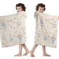 thumbnail image 4 of Minimalist Princess Pattern Hooded Bath Towel，50"x30" for Ages 3 To 12 Kids, Quick Dry Lightweight Soft Microfiber Hood Beach Towel Cover Up for Kids, 4 of 7