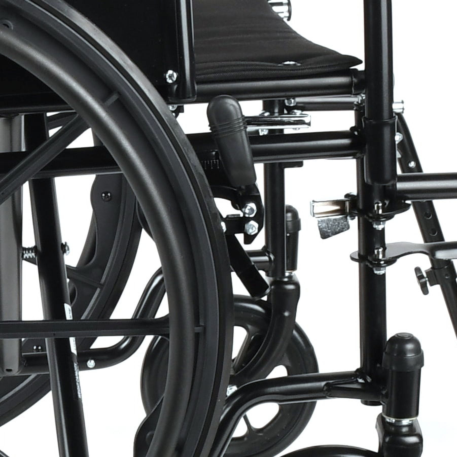 Equate Wheelchair With Large 20” Padded Seat, Removable Swing-Away Footrests, Foldable, Black
