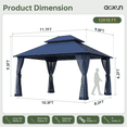 thumbnail image 6 of Dateyes 10x12 FT Outdoor Gazebo with Double Roof, Heavy-Duty Metal Frame Canopy featuring Privacy Screen for Patio, Garden, Deck and Backyard (Blue), 6 of 6