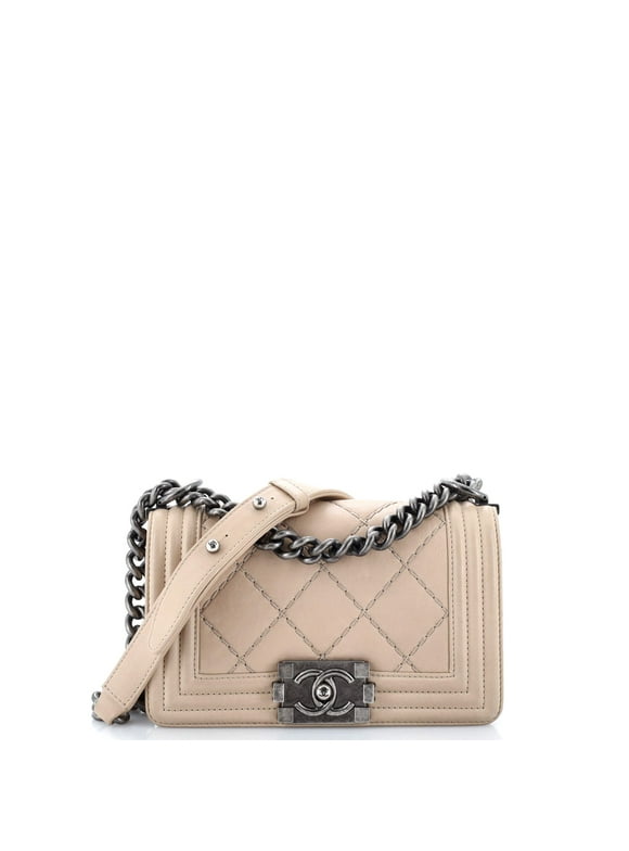 Pre-Owned Stitch Boy Flap Bag Quilted Calfskin Small By Rebag