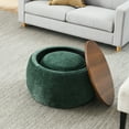 thumbnail image 5 of Round End/Side Table With Storage, Storage Ottomans or Footstools as Coffee Table, Wooden Tray, Fabric Wrapped, 2-in-1 Multifunctional Furniture for Home Living Room Bedroom, 5 of 9