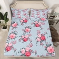 thumbnail image 3 of Feelyou Pink Peony Flower Twin Sheet Sets for Female, Romantic Floral Twin Fitted Sheet, Retro Bohemian Fashion Flat Sheet, Luxury Bedroom Decor, 3pcs, 3 of 8